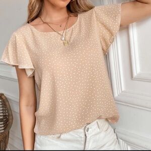 Polka Dot Flutter Sleeve Top